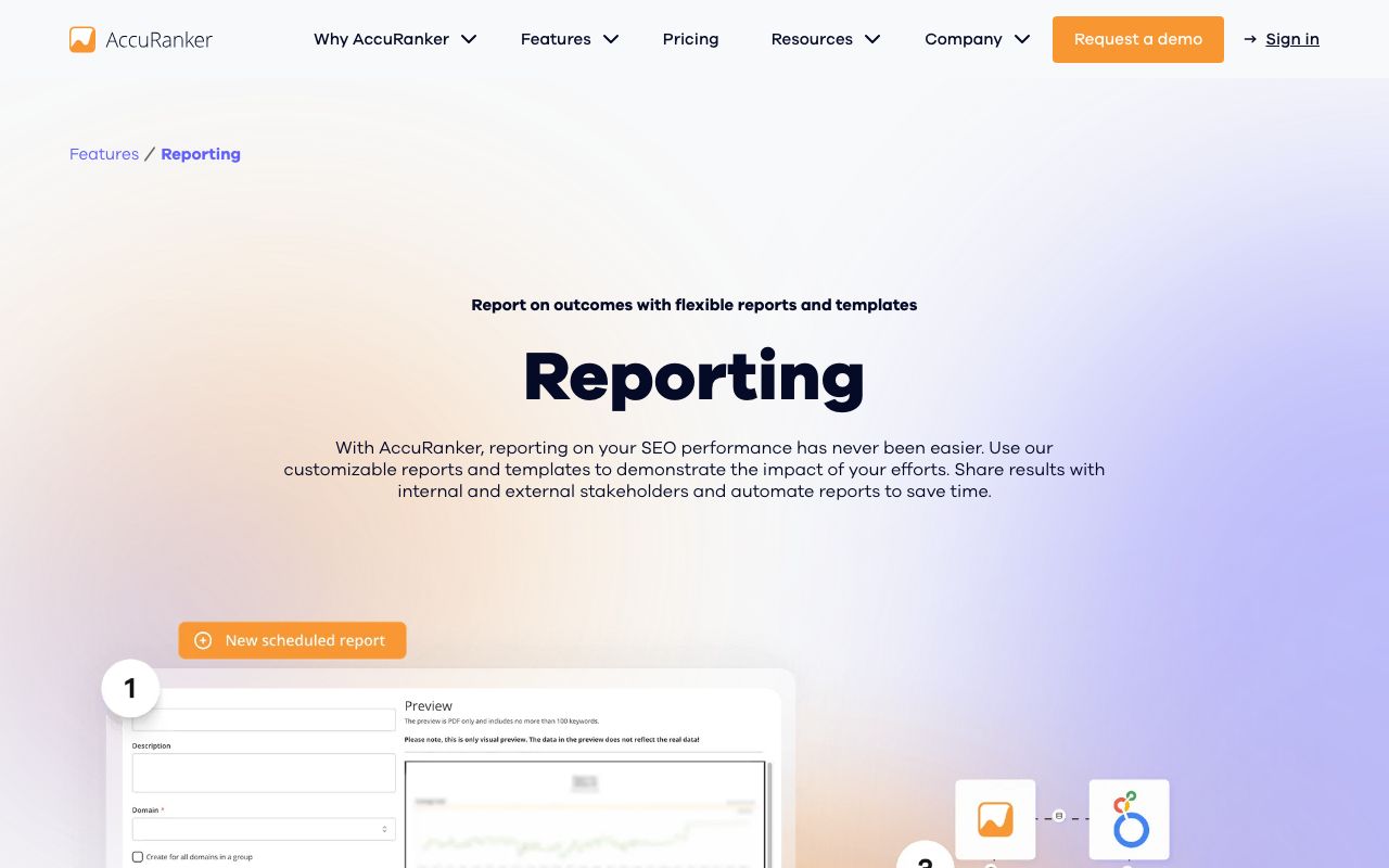 accuranker.com reporting page