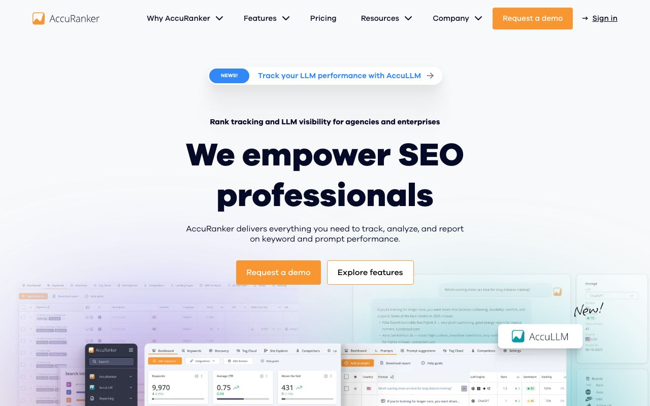 accuranker.com homepage
