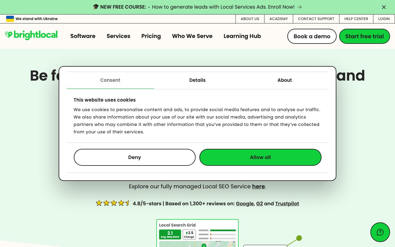 brightlocal.com homepage