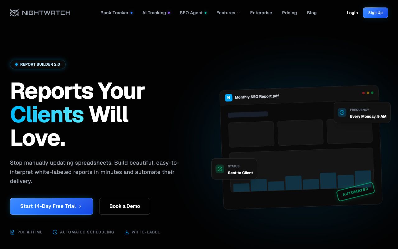 nightwatch.io seo reporting software page