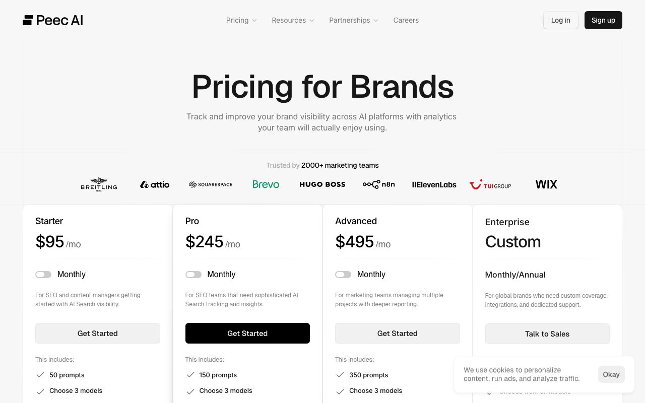 peec.ai pricing page