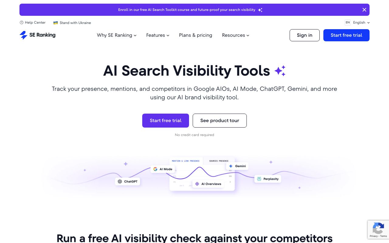 seranking.com AI visibility tracker page