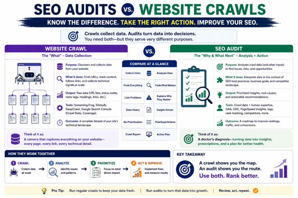 SEO Audits vs. Website Crawls