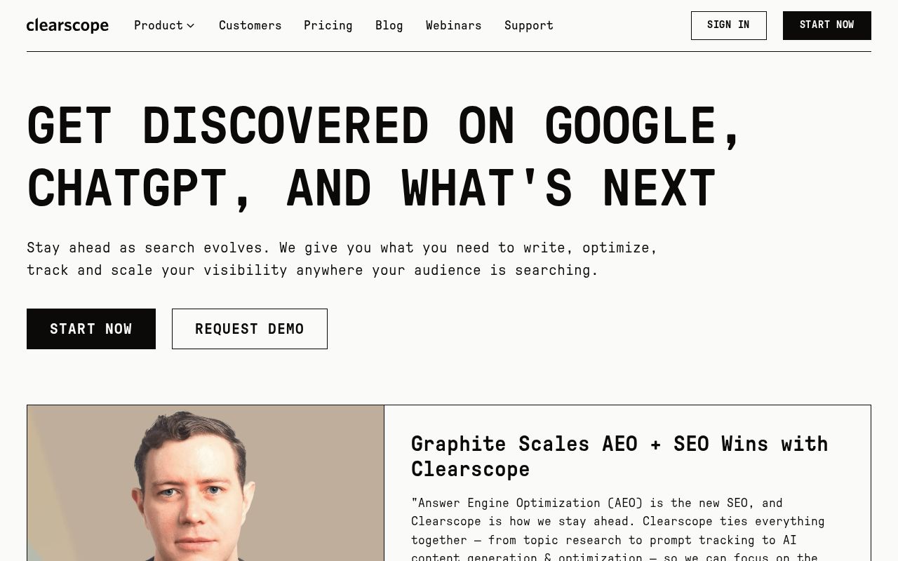 clearscope.io homepage