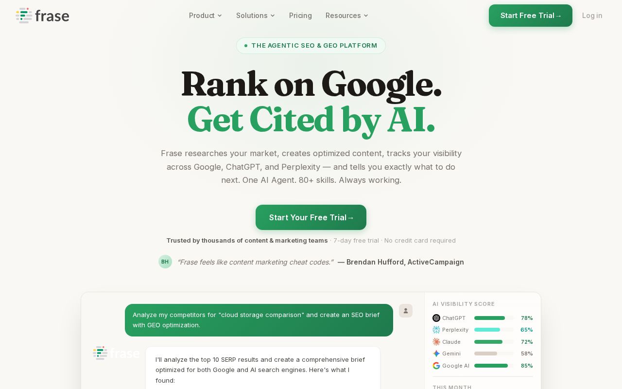 frase.io homepage