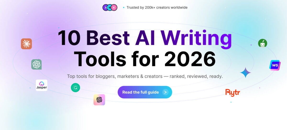 Collage showcasing the best AI writing tools in 2026, tried and tested by experts.