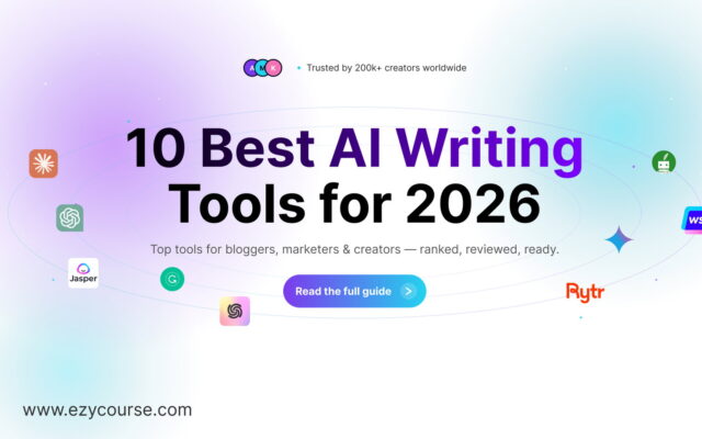 Collage showcasing the best AI writing tools in 2026, tried and tested by experts.